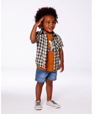 Boys' Short Sleeve Button Down Shirt - Little Kid