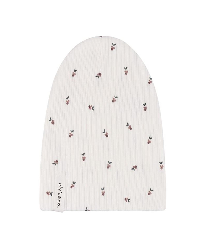 Ely's & Co. Unisex Cotton Ribbed Beanie - Baby In Ivory/plum Berry