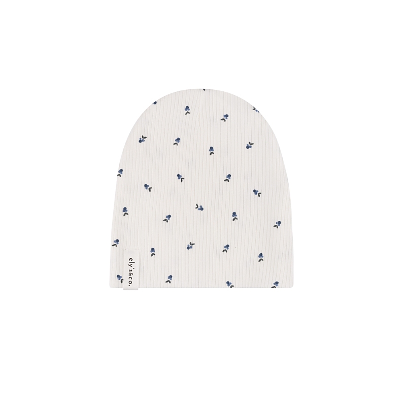 Ely's & Co. Unisex Cotton Ribbed Beanie - Baby In Ivory/blue Berry