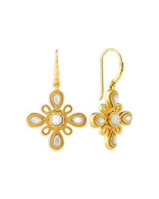 Monique Mother Of Pearl Swirl Drop Earrings in 18K Gold Plated