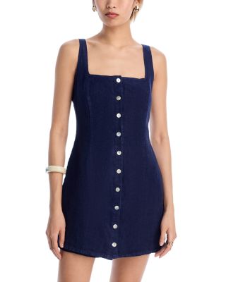 Square Neck Button Front Mini Dress