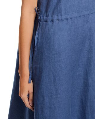 Linen Ballet Neck Cap Sleeved Dress