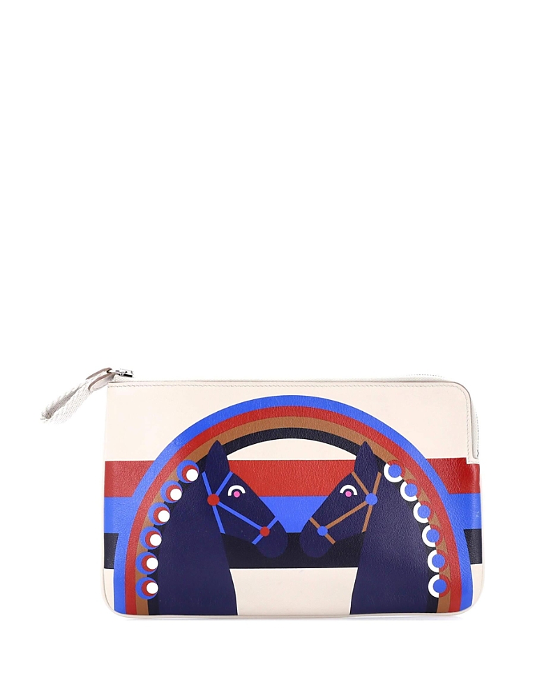 PRE-OWNED HERMES PRE-OWNED HERMES CARRE POCKET LONG POUCH PRINTED SWIFT