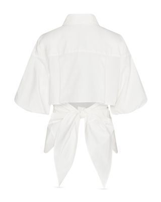 Cutout Tie Back Button Front Shirt