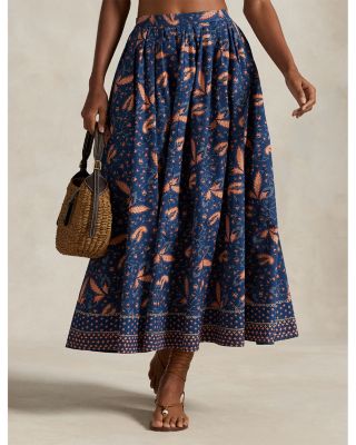 Floral Cotton Poplin A-Line Skirt