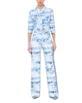  Weezy Printed High Rise Wide Leg Jeans in Chateau
