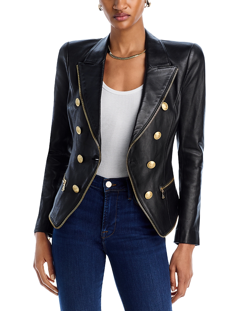 L'agence Ottilie Leather Blazer In Black