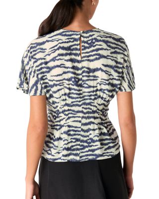 Feathered Tiger Shirred Blouse