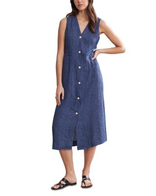 Callan Linen Button Front Midi Dress