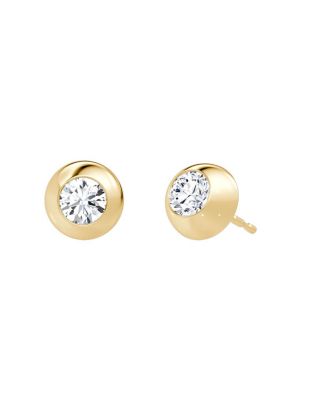 Petite Dome Stud in 14K Gold, 0.25ctw Round Brilliant Lab Created Diamonds