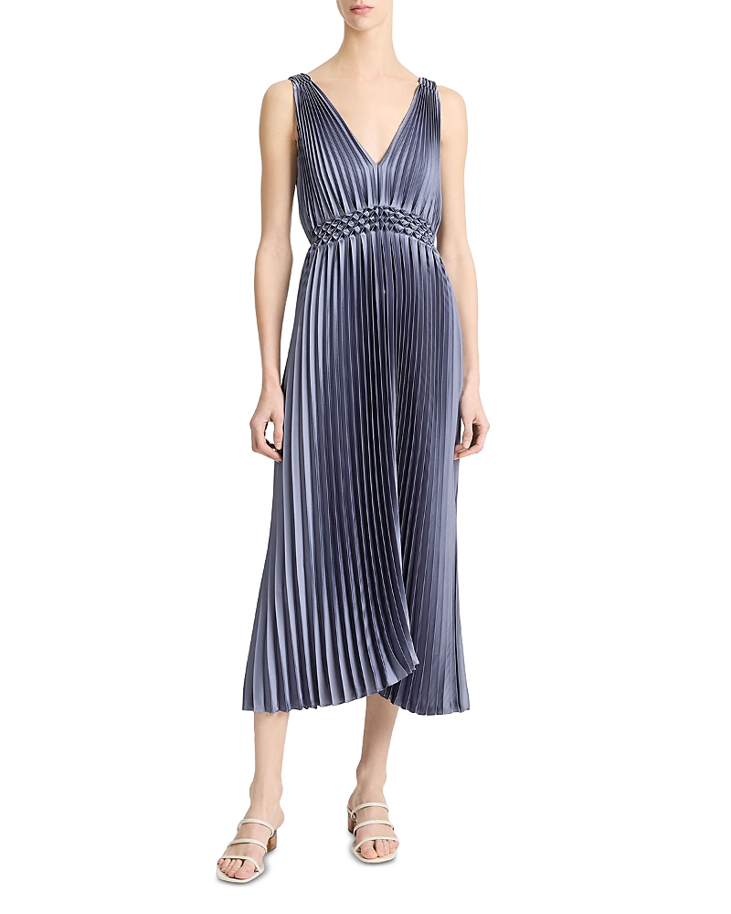 Shop Vince Hand Smocked Pleated Dress In Mauve This