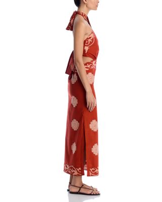 Printed Cut Out Halter Maxi Dress