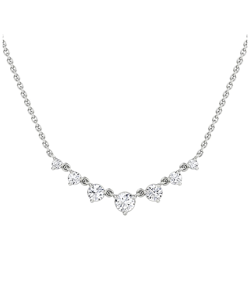 Vrai Linked Lab-grown Diamond Tennis Necklace In 14k White Gold, .85ctw Round Brilliant Lab Grown Diamond In Metallic
