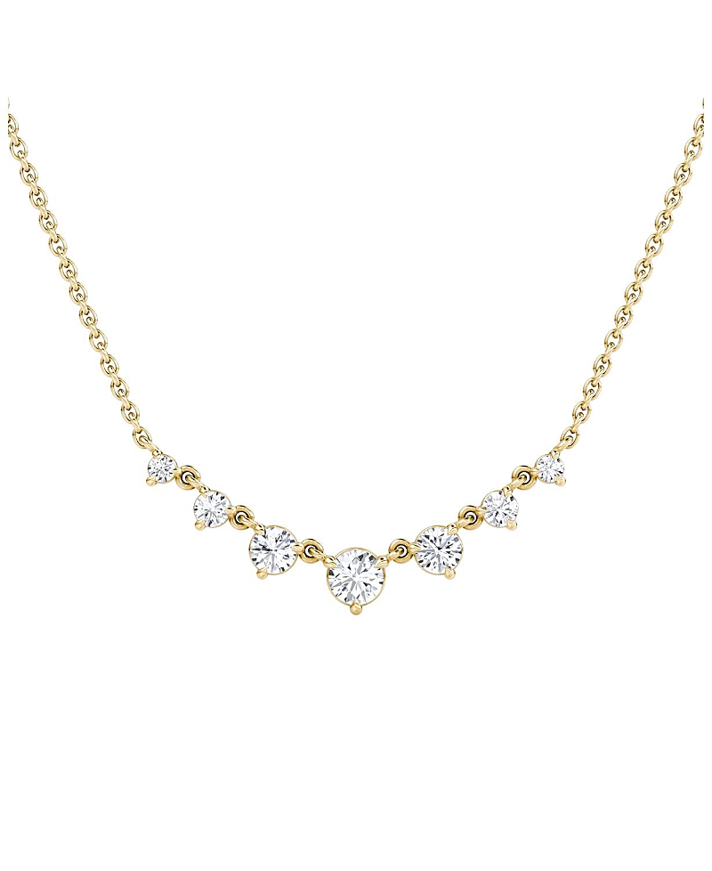 Vrai Petite Linked Tennis Necklace In 14k White Gold And 14k Yellow Gold, 0.48ctw Round Brilliant Lab Cre In Gold