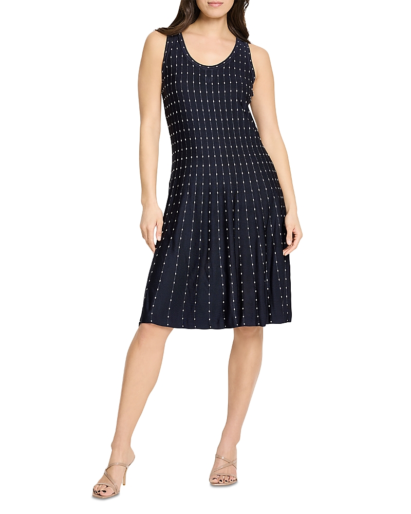 Nic + Zoe Nic+zoe Falling Dot Flared Knit Dress In Indigo Multi