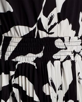 Split Neck Floral Print Dress