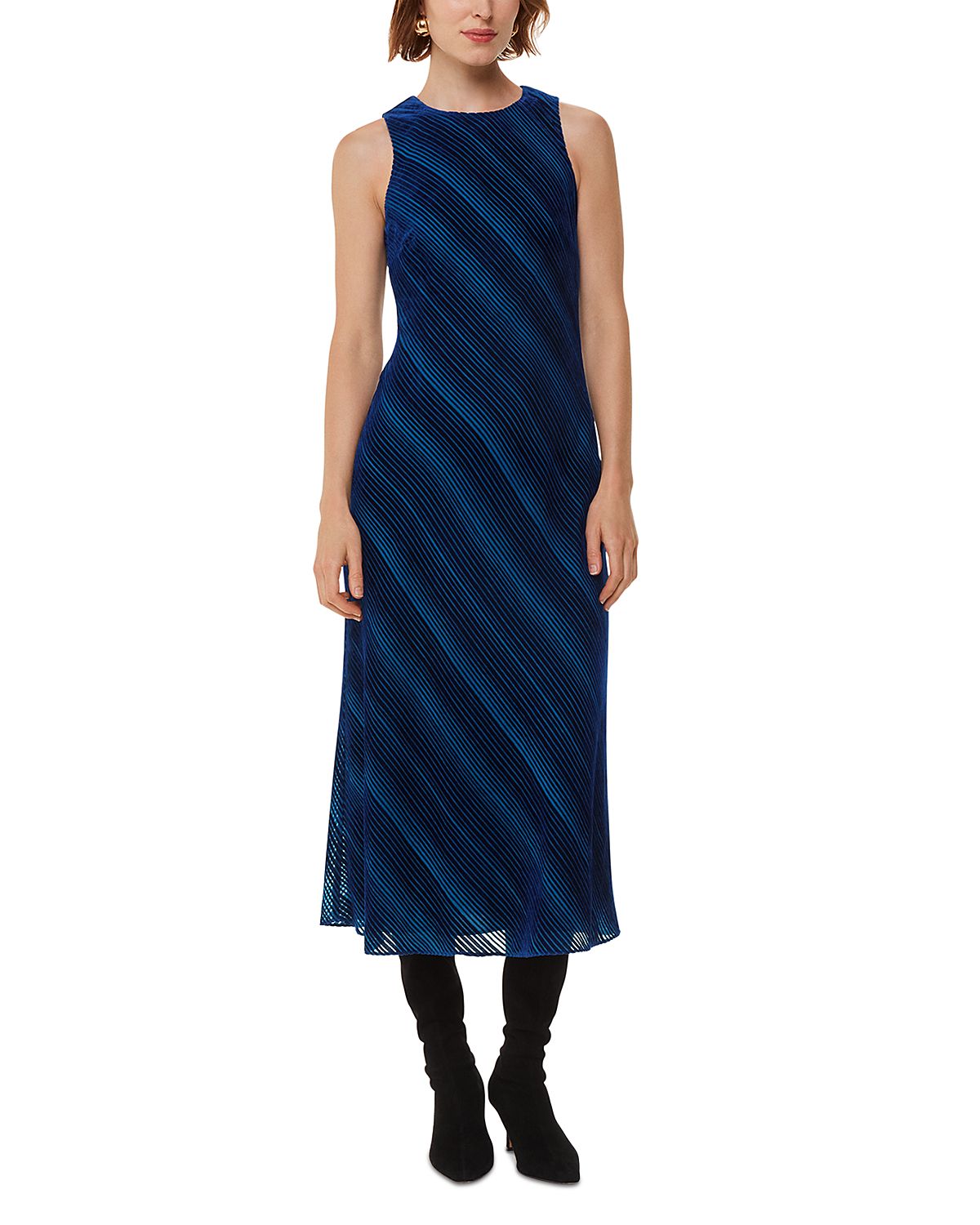 Whistles Devore Stripe Velvet Dress