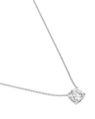 Diamond Certified Solitaire Pendant Necklace in 14K White Gold, 1.50 tcw