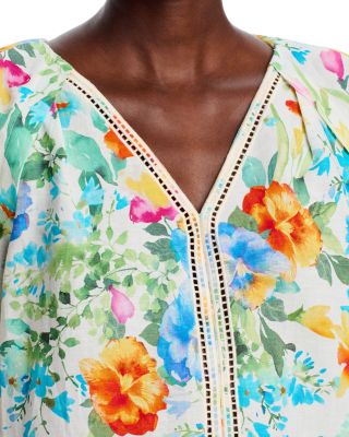 Printed V Neck Blouse 