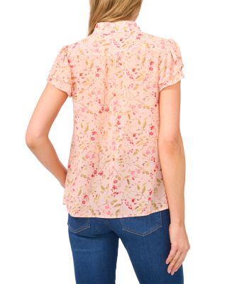 Floral Double Flutter Short Sleeve Top