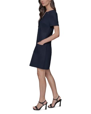 Linen Blend A Line Dress