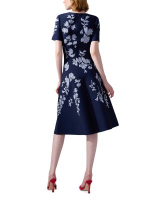 Short Sleeve Floral Jacquard Dress