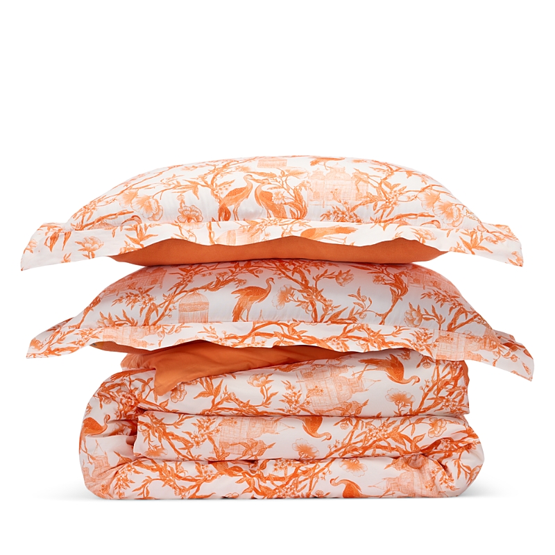 CONIGLIO PALM BEACH PRINTED DUVET COVER AND SHAM SET IN CRANES PERSIMMON, QUEEN