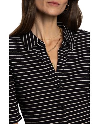 Ribbed Knit Button Front Shirt 