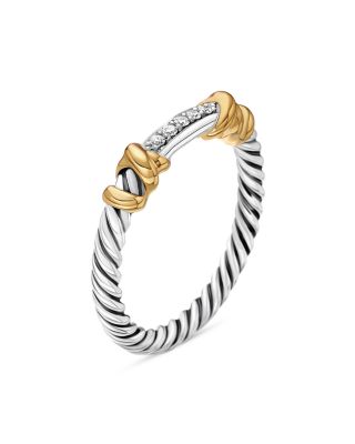 Petite Helena Wrap Band Ring in Sterling Silver with 18K Yellow Gold and Diamonds, 4mm