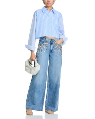 Cropped Striped Poplin Shirt