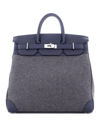 Pre-Owned HERMÈS - HAC 40 Handbag Todoo Wool and Blue Togo with Palladium Hardware