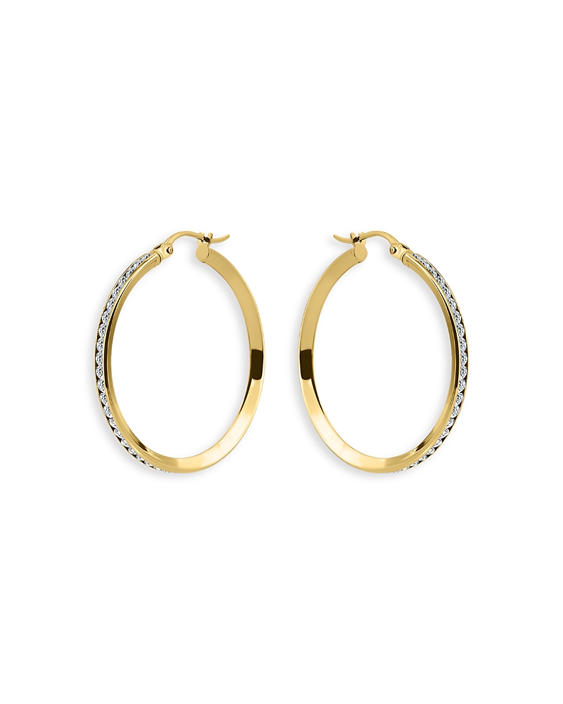 Aqua Pave Hoop Earrings In 18k Gold Plated Sterling Silver - Exclusive In Gold