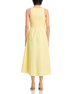 Bryony Yellow Lace Poplin Midi Dress