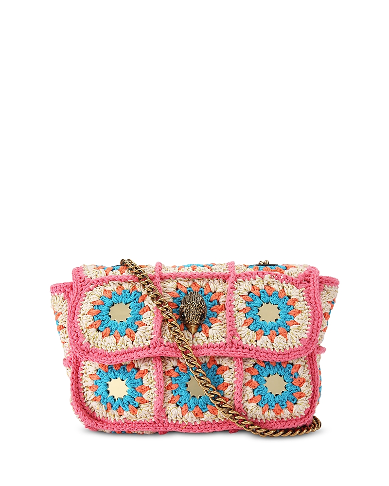Kurt Geiger Medium Crochet Kensington Bag In Open Pink