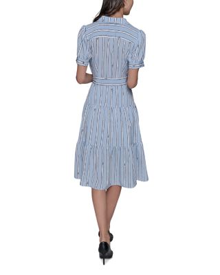 Striped Belted Shirt Dress