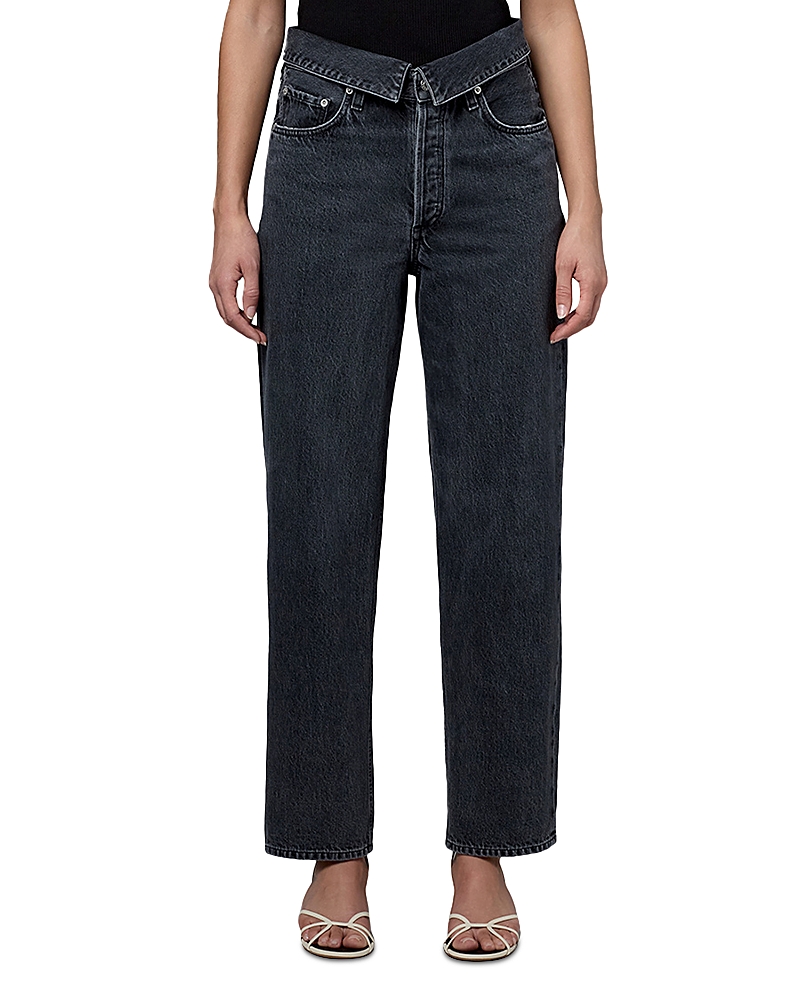 Agolde Echo Tapered Foldover Jeans In Zephyr