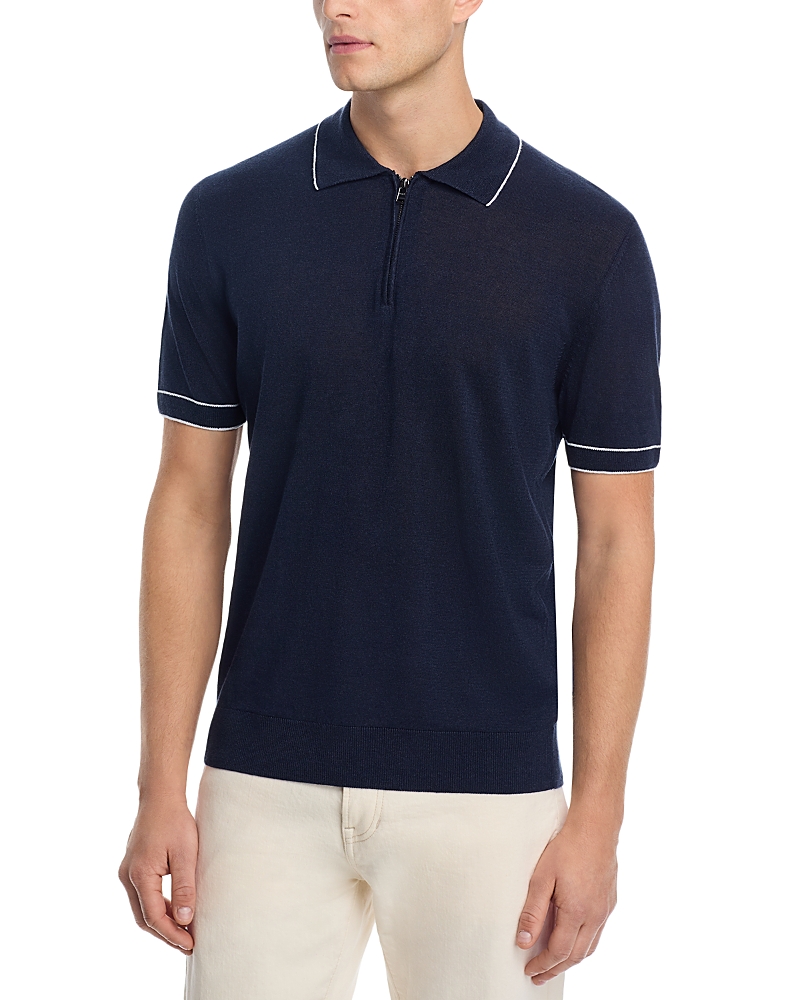 Boss Linen Blend Knit Polo Sweater