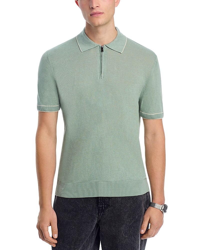 Boss Linen Blend Knit Polo Sweater