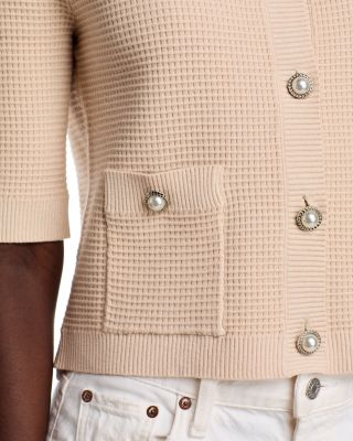 Waffle Knit Button Front Sweater