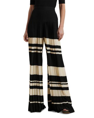 Ralph Lauren - Striped Pleated Georgette Wide Leg Pants