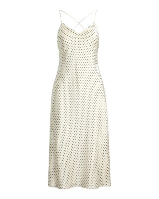 Polka Dot Satin Charmeuse Slip Dress