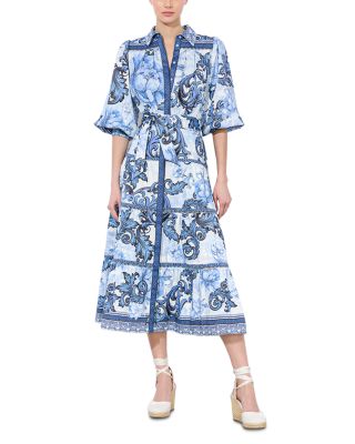Alice and Olivia - Geneva Printed Tiered Blouson Sleeve Dress