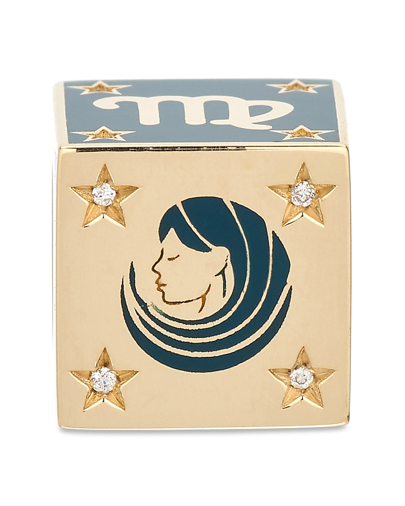 ADINA REYTER 9K VIRGO ZODIAC DIAMOND & CERAMIC BLOCK BIG BEAD