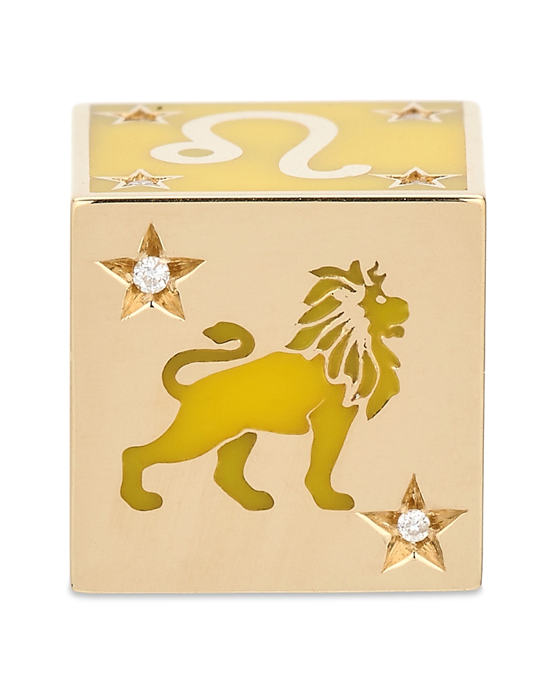 ADINA REYTER 9K LEO ZODIAC DIAMOND & CERAMIC BLOCK BIG BEAD