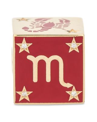 9K Scorpio Zodiac Diamond & Ceramic Block Big Bead