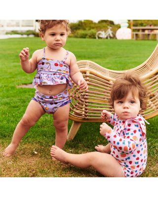 Girls' Joy Sleeveless Ruffle Top & Print Bottom Two Piece Swimwear - Baby