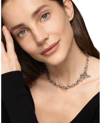 Mercer Toggle Chain Necklace in Sterling Silver with Diamonds, 12.7mm