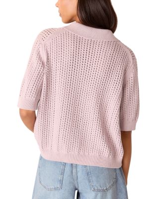 Pointelle Collar Detail Knit Sweater