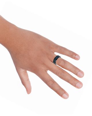 Men&#39;s Blue &amp; Black Ion Plated Band in Tungsten