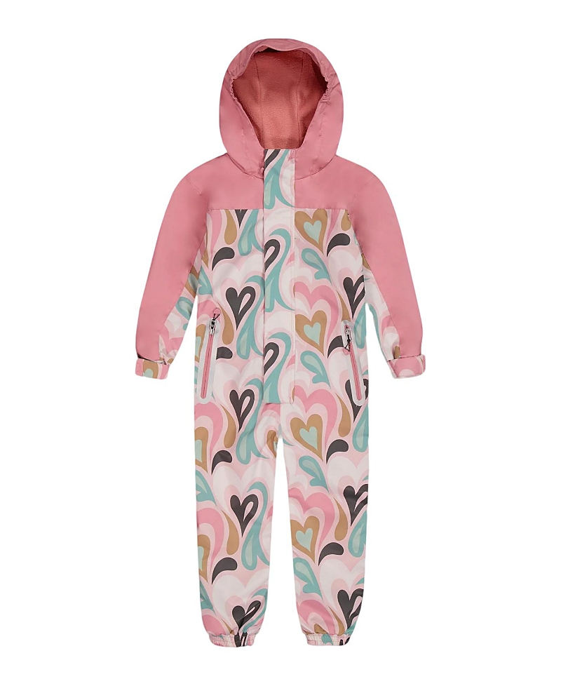 Deux Par Deux Kids Unisex Printed Mid-season One-piece Outerwear Light Pink With Hearts In Light Pink With Hearts